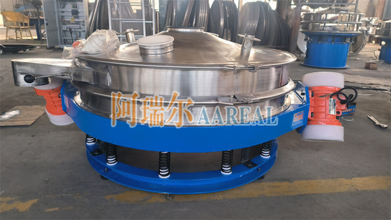 Baja tahan karat 400mm~2100mm 1~2 Deck Aliran Profil Rendah Melalui Inline Vibrating Control Sieve Vibro Sieve Untuk Bubuk Coklat Dengan Motor Ganda